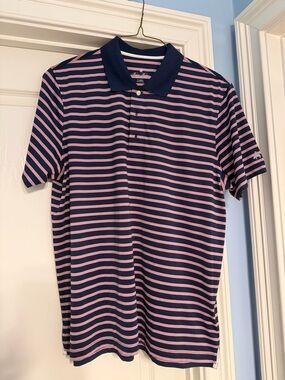 Brooks Brothers Men's Navy & Pink Striped Polo Shirt